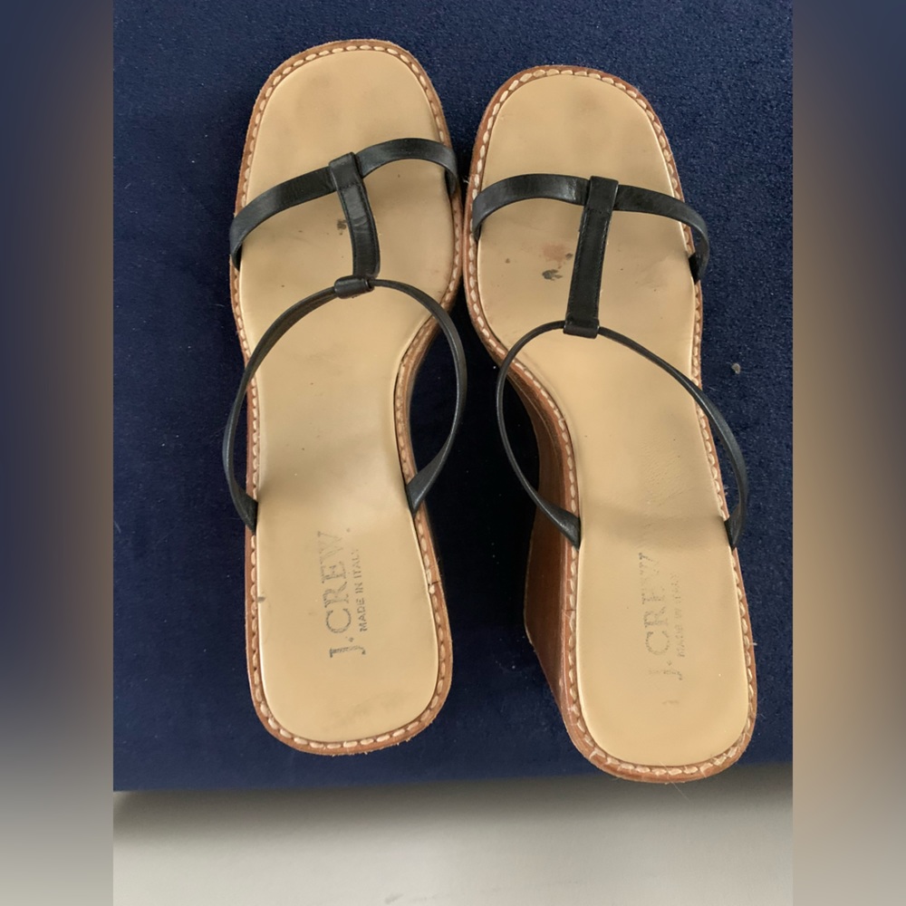 J crew wood wedge sandal